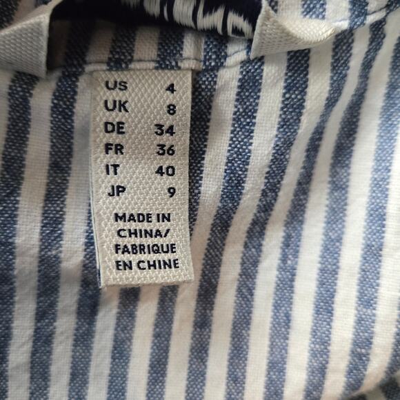 Lands End Striped Dress Short Sleeve Linen Cotton Size 4 - Picture 5 of 9